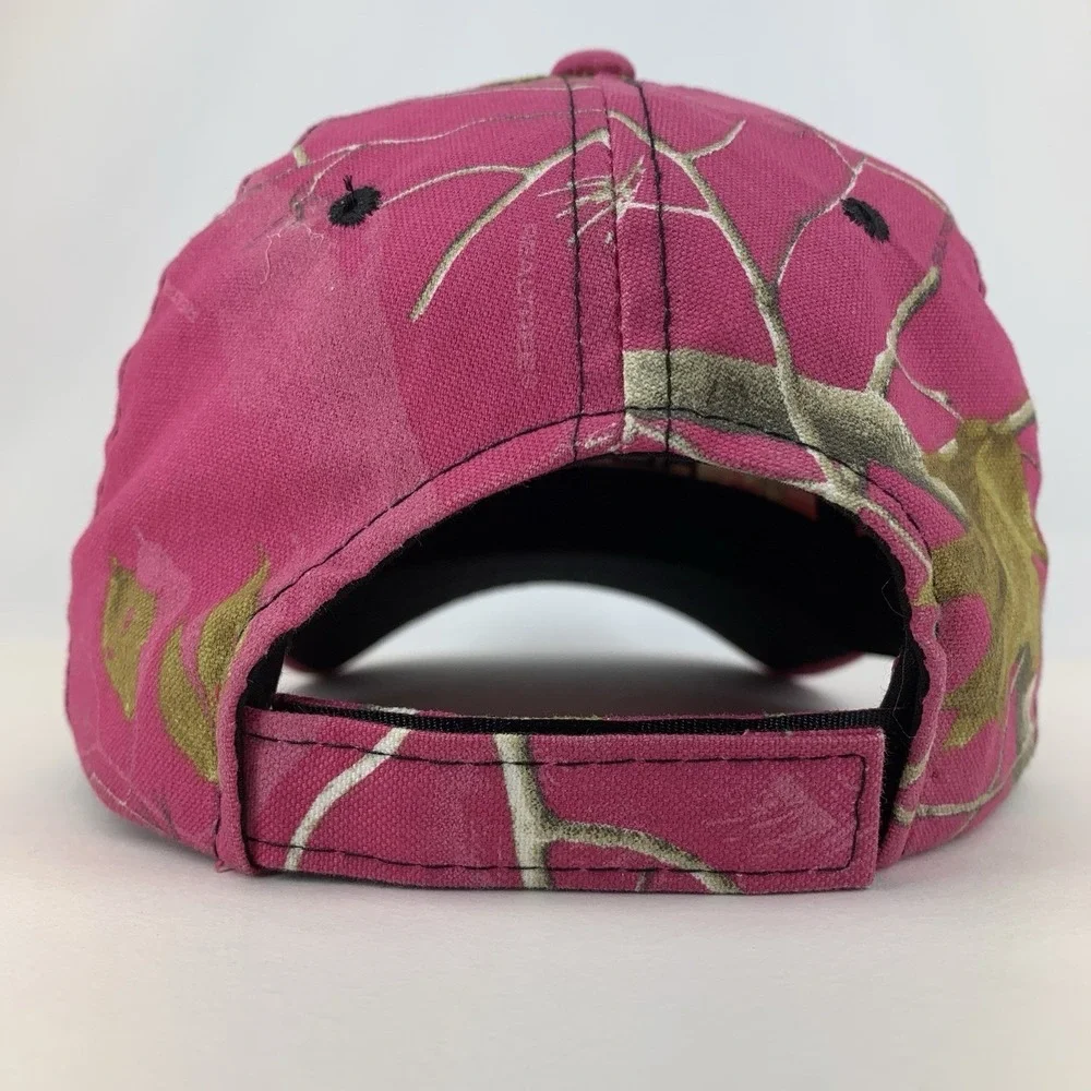 Realtree APC Pink Camo Hat Adjustable Baseball Cap Embroidered Black Antler Logo